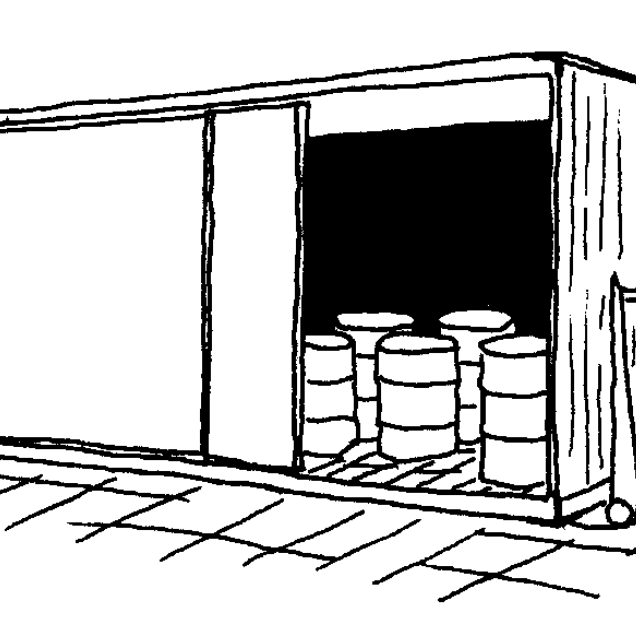 En container med opsamlingsbeholdere